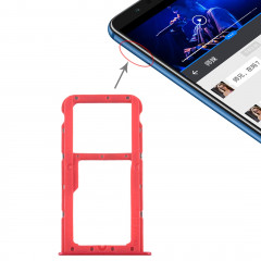 Bac Carte SIM + Bac Carte SIM / Bac Micro SD pour Huawei Honor Play 7X (Rouge)