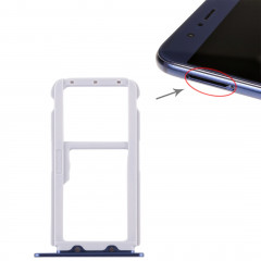 Bac Carte SIM + Bac Carte SIM / Bac Micro SD pour Huawei Honor V9 (Bleu)