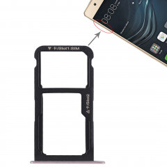 Bac Carte SIM + Bac Carte SIM / Carte Micro SD pour Huawei P9 Lite (Rose)