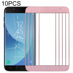 Pour Samsung Galaxy J5 (2017) / J530 10pcs lentille extérieure en verre d'écran avant (or rose)