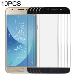 Pour Samsung Galaxy J3 (2017) / J330 10pcs Lentille en verre extérieure de l'écran avant (Noir)