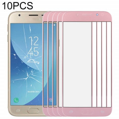 Pour Samsung Galaxy J3 (2017) / J330 10pcs Lentille en verre extérieure de l'écran avant (or rose)