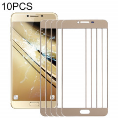 Pour Samsung Galaxy C5 10pcs lentille extérieure en verre d'écran avant (or)