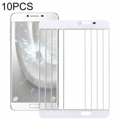 Pour Samsung Galaxy C5 10pcs Lentille en verre extérieure de l'écran avant (Blanc)