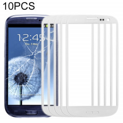 Pour Samsung Galaxy SIII / i9300 10pcs Lentille en verre extérieure de l'écran avant (Blanc)