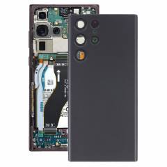 Coque arrière de batterie pour Samsung Galaxy S22 Ultra 5G SM-S908B avec cache d'objectif d'appareil photo (noir)