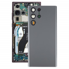 Coque arrière de batterie pour Samsung Galaxy S22 Ultra 5G SM-S908B avec cache d'objectif d'appareil photo (gris)