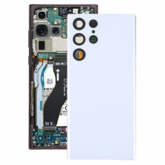 Coque arrière de batterie pour Samsung Galaxy S22 Ultra 5G SM-S908B avec cache d'objectif d'appareil photo (blanc)