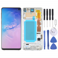 Écran LCD TFT pour Samsung Galaxy S10 SM-G973 Assemblage complet du numériseur avec cadre, ne prenant pas en charge l'identification des empreintes digitales (Argent)