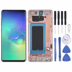 Écran LCD Super AMOLED d'origine pour Samsung Galaxy S10+ Assemblage complet du numériseur avec cadre (Rose)