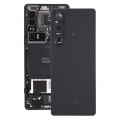 Pour Sony Xperia 1 V Couvercle arrière de la batterie d'origine avec couvercle d'objectif d'appareil photo (noir)