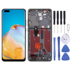 Écran LCD TFT complet avec châssis pour Huawei P40 Pro, sans identification par empreinte digitale (noir)
