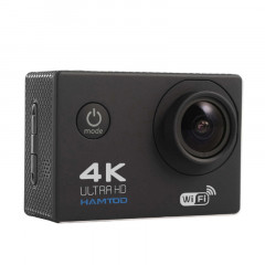 Caméra sport WiFi HAMTOD H9A HD 4K avec boîtier étanche, Generalplus 4247, écran LCD 2.0 pouces, objectif grand angle 120 degrés (noir)