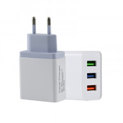 2 A 3USB Chargeur de voyage pour téléphone portable, prise européenne (gris)