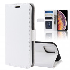 Étui à rabat horizontal en cuir à rabat horizontal R64 Texture pour iPhone 11 Pro Max, avec support et emplacements de cartes et porte-monnaie (blanc)