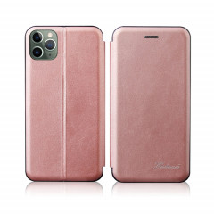 Pour iPhone 13 Tension intégrée Texture rétro TPU Magnétique TPU + PU en cuir avec fente et support de carte (or rose)