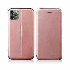 Pour iPhone 13 mini tension intégrée texture rétro texture magnétique TPU + PU en cuir avec fente et support de carte (or rose)