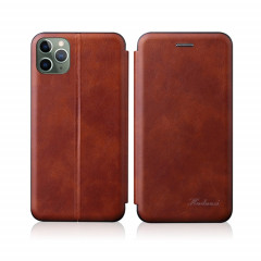 Pour iPhone 13 mini tension intégrée texture rétro texture magnétique TPU + PU en cuir avec fente et support de carte (brun)