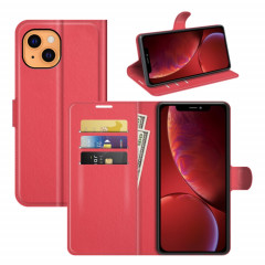 Pour iPhone 13 Litchi Texture Texture Horizontale Flip Cas de protection avec porte-carte et portefeuille (rouge)