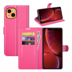 Pour iPhone 13 Litchi Texture Texture Horizontal Flip Cas de protection avec support & Card Slots & Portefeuille (Rose Rouge)