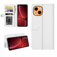 Texture R64 Étui de protection Horizontal simple Horizontal avec support et carte de portefeuille et cadre de portefeuille et photo pour iPhone 13 (blanc)