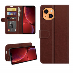 Texture R64 Étui de protection horizontal simple Horizontal avec support et carte de portefeuille et cadre photo pour iPhone 13 (Brown)