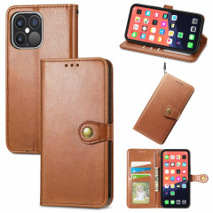 Pour iPhone 13 Pro Side Color Coat Buckle Boucle Boîte Téléphone avec lanière et cadre photo Slot & Card Slot & Wallet & Stand Fonction (Brown)