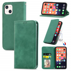 Pour iPhone 13 mini peau rétro Sentez l'étui en cuir horizontal magnétique professionnel avec support et portefeuille et cadre de portefeuille et photo (vert)