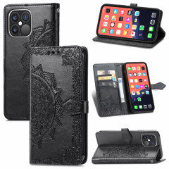 Horizon Horizontal horizontal de Mandala Fleur avec support & Three Card Slots & Wallet & Lanière pour iPhone 13 PRO (Noir)