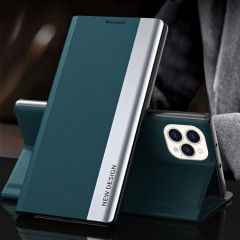 Étui de cuir horizontal ultra-mince ultra-mince par latéralement galvanoplié avec support pour iPhone 13 Pro (Vert)