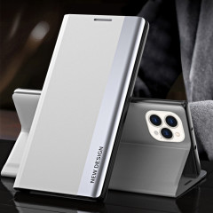 Étui de cuir horizontal ultra-mince ultra-mince par latéralement électrolytique avec support pour iPhone 13 Pro (argent)