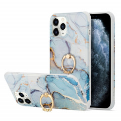 Pour iPhone 13 Pro Quatre Corners COPPORTS DE COVIAGE DU MARBRE GOLD DE DROISSE DU MARBRE DU MARBRE AVEC BAGUE DE STRINESSON MÉTAL (bleu clair)