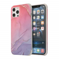 Étui de couverture en marbre en marbre en marbre d'or de quatre coins de secours pour iPhone 13 Pro (Magenta)