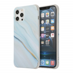 Étui de couverture arrière en marbre en marbre or de quatre coins de seconde coiffure pour iPhone 13 Pro (Bleu)