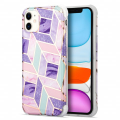 Pour iPhone 13 Pro Electroplating Matching Marble IMD IMD TPU TPU à quatre angles (violet)