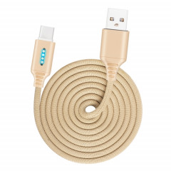 Micro USB Interface Zinc Alloy Marquee Luminous Intelligent Automatic Power Off Charge Data Cable (glod)