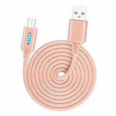 Micro USB Interface Zinc Alloy Marquee Luminous Intelligent Automatic Power Off Câble de données de charge (or rose)