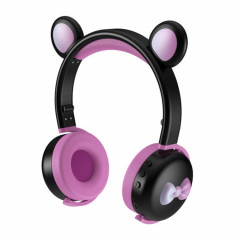 Casque Bluetooth sans fil BLUETOOTH sans fil AEC BK7 avec lumière LED (Rose noire)