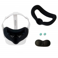 JD-391215 Convient pour Oculus Quest2 Generation VR Mask Mask Silicone Cover + Lens Cover Set (noir)