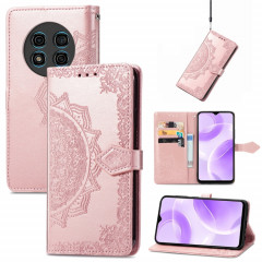 Pour Ulefone Note 15 Étui de téléphone en cuir gaufré avec fleur de mandala (or rose)