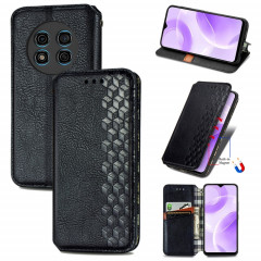 Pour Ulefone Note 15 Étui de téléphone en cuir magnétique pressé à grille cubique (noir)