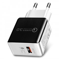 1USB QC 3.0 Chargeur rapide de tréfilage EU Plug (noir)