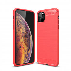 Coque en TPU en fibre de carbone texturée pour iPhone 11 Pro Max (rouge)