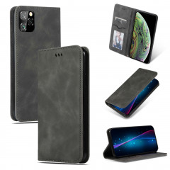 Etui en cuir avec rabat horizontal magnétique Business Skin Feel pour iPhone 11 Pro Max (gris foncé)