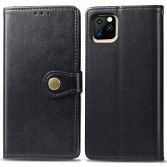 Etui en cuir de protection pour téléphone portable avec boucle pour photo, cadre photo et fente pour carte, portefeuille et support pour iPhone 11 Pro Max (noir)