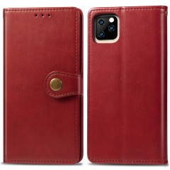 Etui en cuir de protection pour téléphone portable avec boucle pour photo, cadre photo et fente pour carte, portefeuille et support pour iPhone 11 Pro Max (rouge)