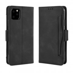 Étui en cuir de style portefeuille style skin veau pour iPhone 11 Pro, avec fente pour carte séparée (Noir)