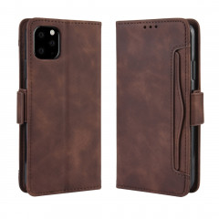 Etui en cuir de style portefeuille style skin veau pour iPhone 11 Pro, avec fente pour carte séparée (Marron)