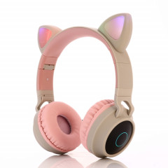 BT028C mignon cat oreille de chat Bluetooth 5.0 casque de casque sans fil stéréo sur l'oreille sur l'oreille pliable avec carte micro / LED / FM radio / carte TF (gris)
