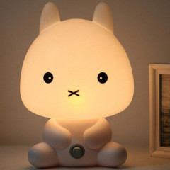Lampes de chambre de bébé veilleuse de bande dessinée animaux de compagnie Pvc plastique sommeil Led enfant lampe ampoule lapin (US)